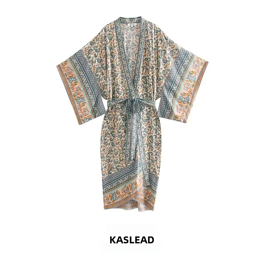Street Fashion Kimono - KASLEAD Gaun Mantel Panjang Kimono Katun