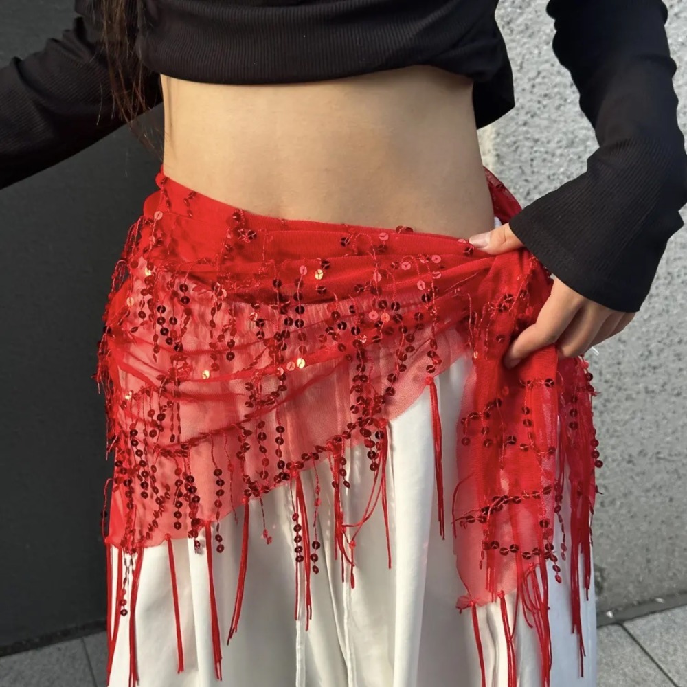 Street Fashion Thailand - Sabuk Tari Perut Berpayet dengan Rumbai,