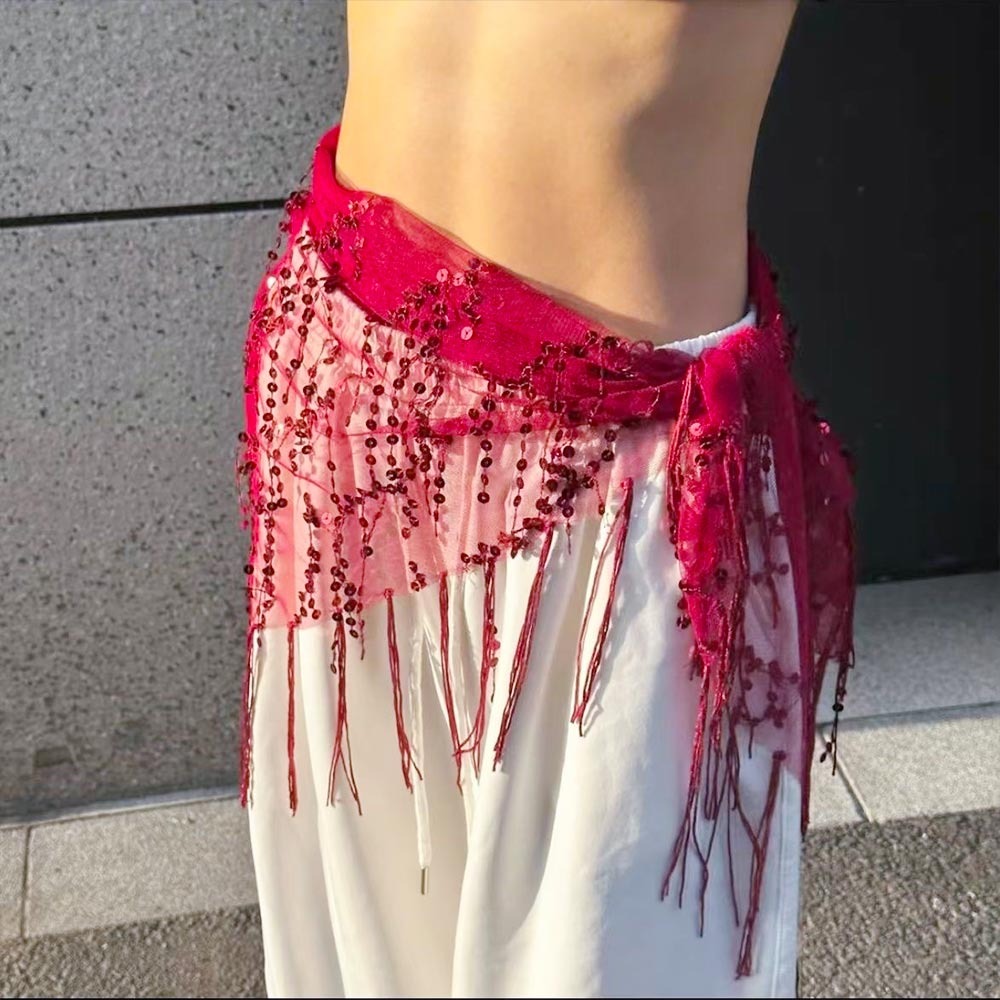 Street Fashion Thailand - Sabuk Tari Perut Berpayet dengan Rumbai,