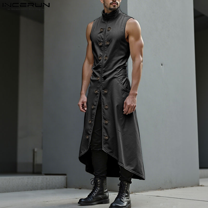Street Fashion Style Male - INCERUN Rompi Gaya Panjang Pria Rompi