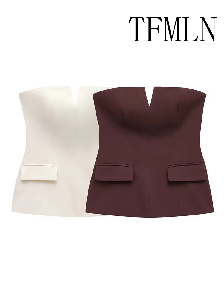 TFMLN Atasan Crop Tanpa Tali W - Street Fashion Trends 2025 ulasan dan harga