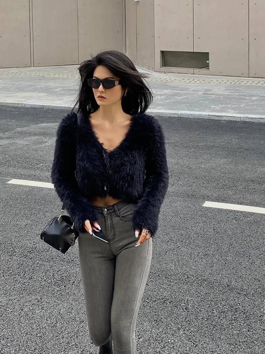 WOMENGAGA Kardigan Lembut Bulu - Street Fashion In Japanese ulasan dan harga