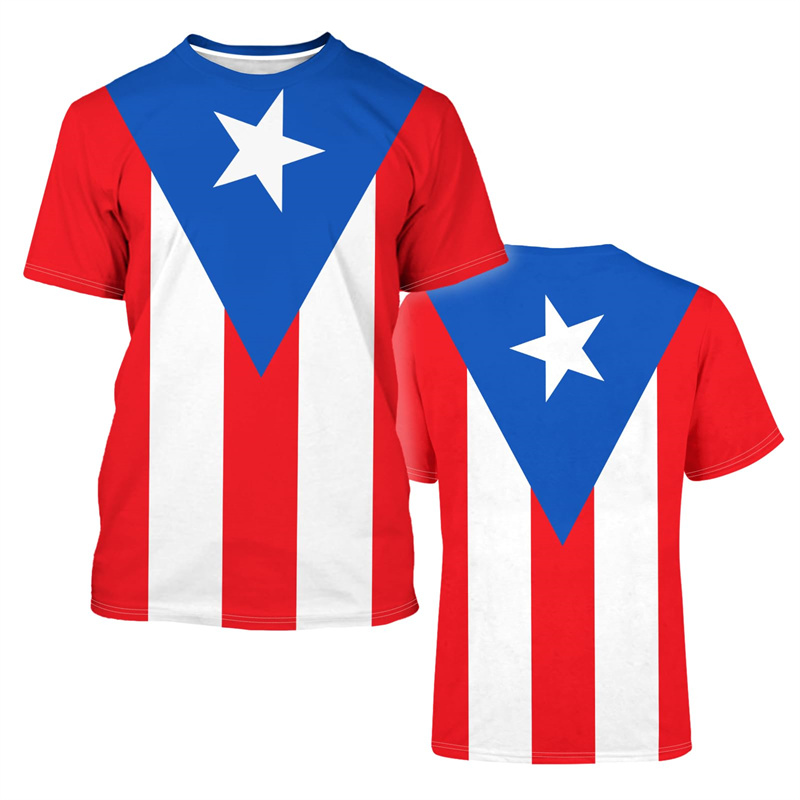 Kaus grafis bendera Puerto Ric - Street Fashion Usa ulasan dan harga