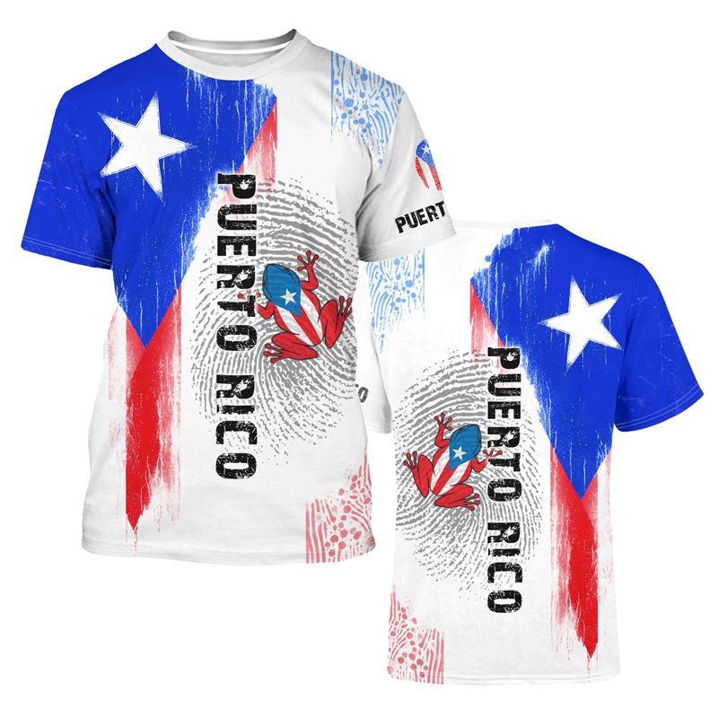 Kaus grafis bendera Puerto Ric - Street Fashion Usa ulasan dan harga