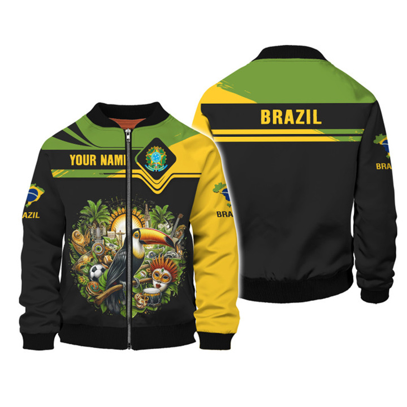 Jaket motif 3D Emblem Nasional - Street Fashion Brazil ulasan dan harga